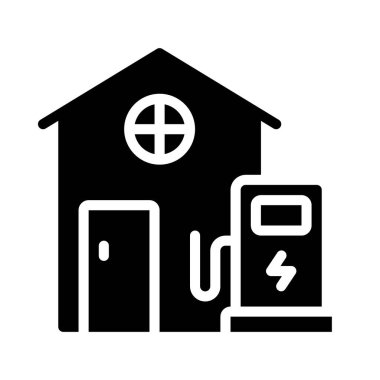 Ev Şarj İstasyonu simgesi, vektör illüstrasyonu   