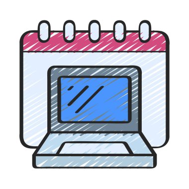 Laptop Takvim simgesi, vektör illüstrasyonu 