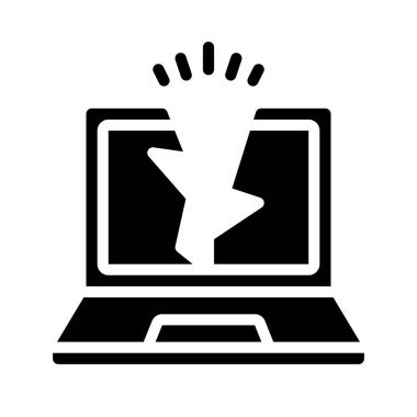 Kırık Laptop simgesi, vektör illüstrasyonu 
