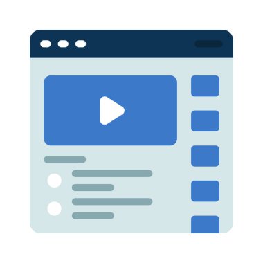 Video Akımı Web Sitesi ikon vektör illüstrasyonu