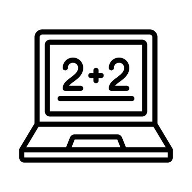 Matematik Denklem Dizüstü simgesi, vektör illüstrasyonu 