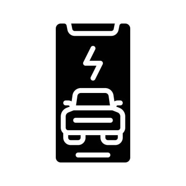 Beyaz arkaplanda Elektrikli Otomobil Mobil Uygulama simgesi