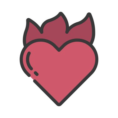 Aşk Ateşi simgesi, vektör illüstrasyonu