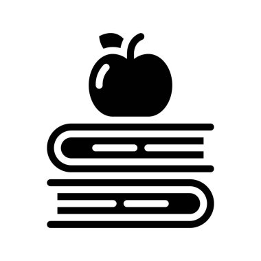 Elma Kitap Yığını simgesi, vektör illüstrasyonu