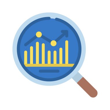 veri analizi düz simgesi, vektör illüstrasyonu