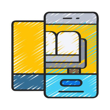 Artırılmış Gerçeklik Alışveriş Ağı ikon vektör çizimi