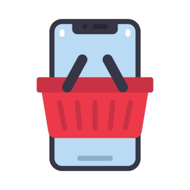 Mobil Alışveriş Sepeti Web simgesi vektör çizimi