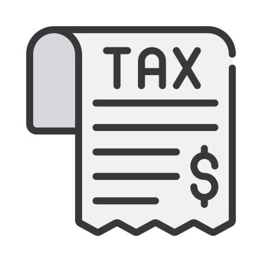 Vergi makbuzu simgesi. Beyaz arkaplanda izole edilmiş web tasarımı için vektör simgesi