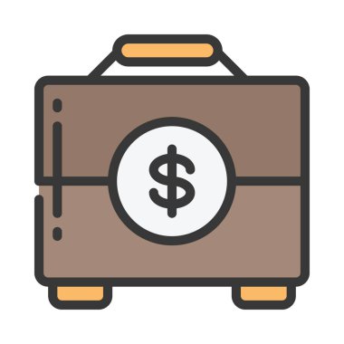 Mali Evrak Çantası Web simgesi vektör illüstrasyonu