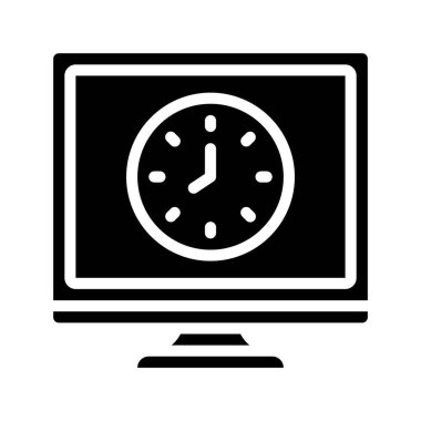 Bilgisayar Saat simgesi, vektör illüstrasyonu  