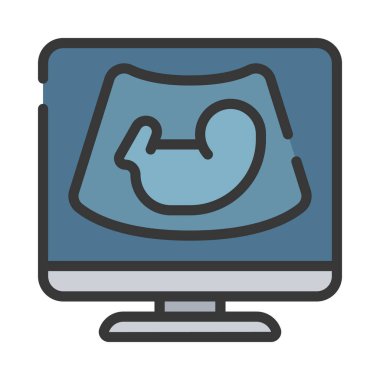 Ultrason düz simge, vektör illüstrasyonu 