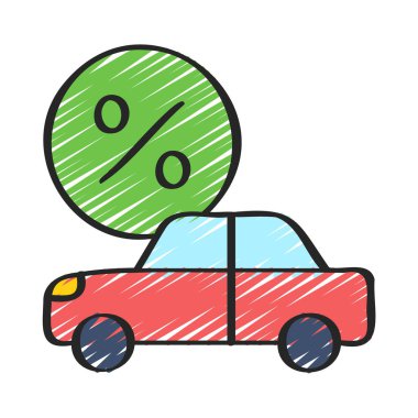 Araba kredisi ikonu. özet çizimi