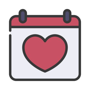 Aşk Tarihi Takvimi simgesi, vektör illüstrasyonu 