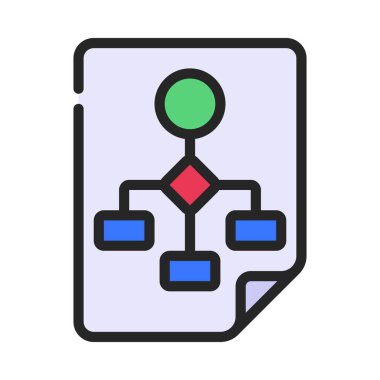 Akış Çizelgesi Belgesi simgesi, vektör illüstrasyonu 