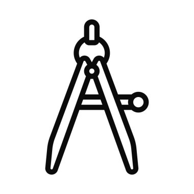 Ahşap Çizim Pusula simgesi, düz tasarım, vektör illüstrasyonu