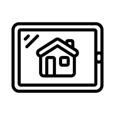 Tablet Ev simgesi, vektör illüstrasyonu   