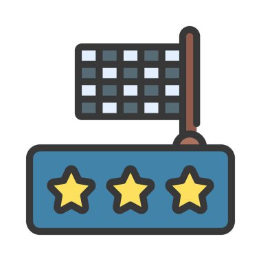 Yıldızlı müşteri gözden geçirme simgesi, vektör illüstrasyonu basit tasarım