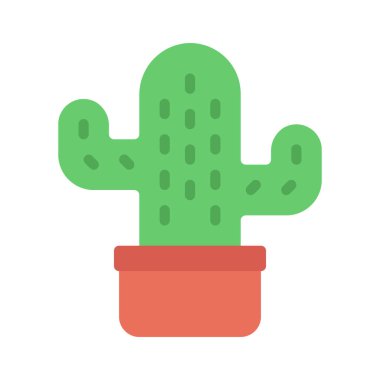 Mini kaktüs düz ikonu, vektör illüstrasyonu