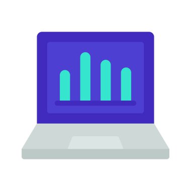  Dizüstü bilgisayardaki Bar Grafiği web simgesi çizimi 