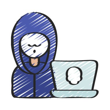 Bilgisayar Hacker simgesi, vektör illüstrasyonu 