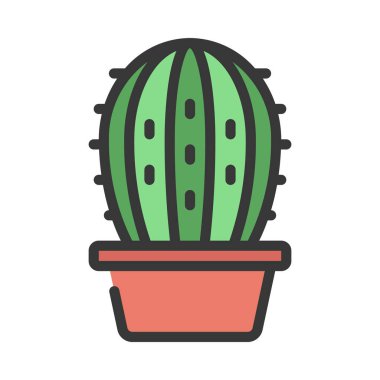 Yuvarlak kaktüs düz ikonu, vektör illüstrasyonu