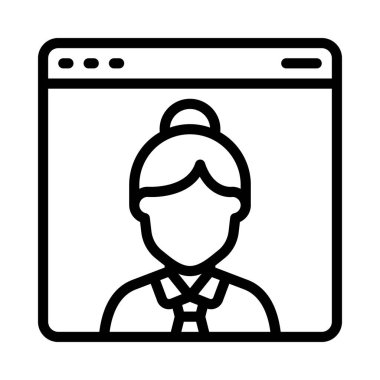 Çevrimiçi İş kadını web simgesi vektör illüstrasyonu