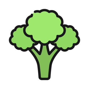  Beyaz arkaplanda brokoli sebzesi, vektör illüstrasyonu