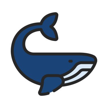 balina hayvan çizgi film ikonu izole vektör illüstrasyon grafik tasarımı                