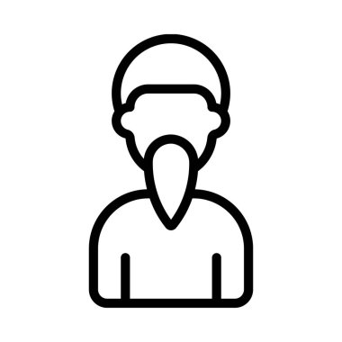 Keskin Sakallı Adam web simgesi düz tasarım, vektör illüstrasyonu