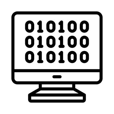 Bilgisayar İkili Simgesi, vektör illüstrasyonu 