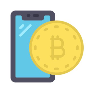 Bitcoin düz simgesi, vektör illüstrasyon tasarımı 