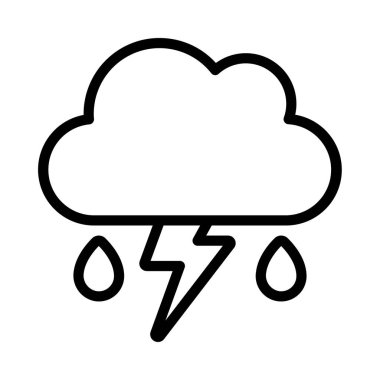 Şimşek Yağmuru Bulut Simgesi, Vektör İllüzyonu 