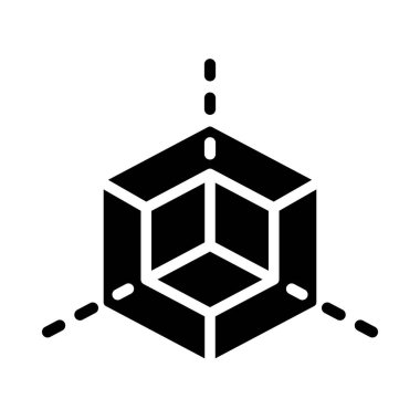 D AR Küp simgesi, vektör illüstrasyonu basit tasarım