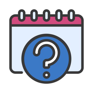 Takvim Soru simgesi, vektör illüstrasyonu 