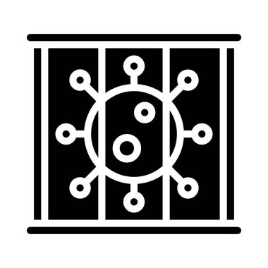 Kafeslenmiş virüs simgesi vektör illüstrasyonu 