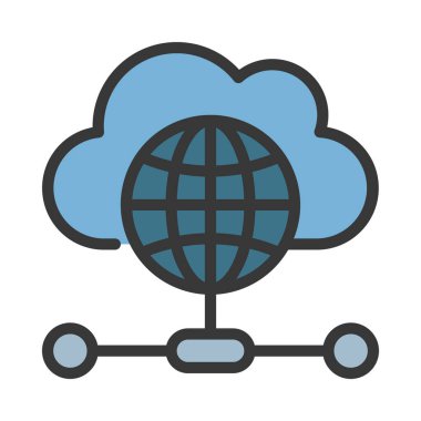 Tek Bulut Ağ Simgesi, Vektör İllüstrasyonu