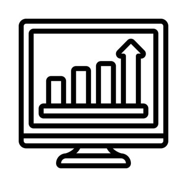  Bilgisayar monitörü web simgesi vektör illüstrasyonunda çubuk çizelgesi 
