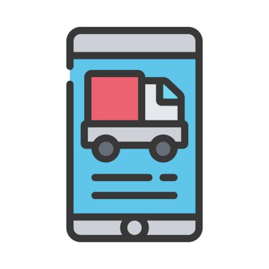 dağıtım kamyonu ikonu vektör çizimi