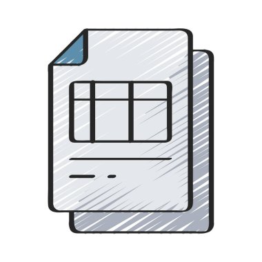 Hesap Tablosu Belgesi simgesi, vektör illüstrasyonu 