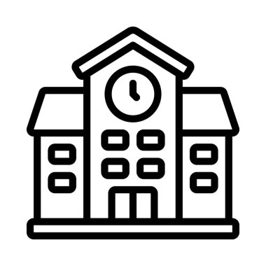 okul binası ikon vektör illüstrasyonu            