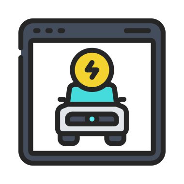 Beyaz arkaplanda elektrikli araba web sitesi simgesi