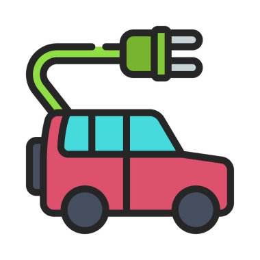 Elektrikli SUV Eklenti simgesi, vektör illüstrasyonu basit tasarım