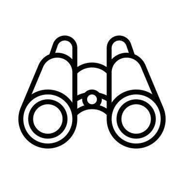 beyaz arkaplanda izole edilmiş dürbün simgesi, vektör illüstrasyonu 