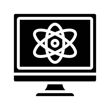 Kuantum Hesaplama simgesi basit düz illüstrasyon