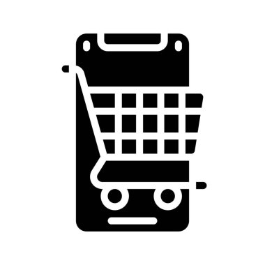 Mobil Ticaret web simgesi, vektör illüstrasyonu                