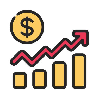 İş büyümesi çizelgesi ana hatları vektörü. İş büyümesi. veri analizi