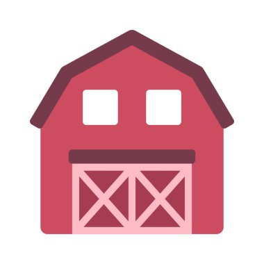 Çiftlik evi simgesi, vektör illüstrasyonu  