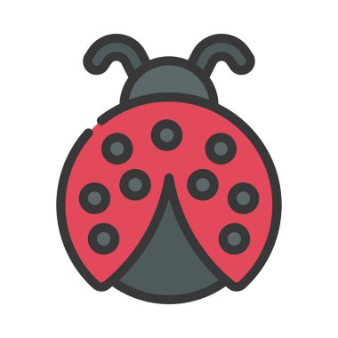 Uğur böceği düz ikon vektör çizimi