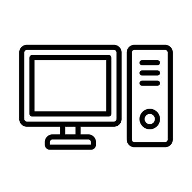 Monitör ve Masaüstü Bilgisayar simgesi, vektör illüstrasyonu 