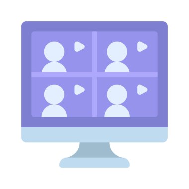 Video Konferansı simgesi basit düz illüstrasyon